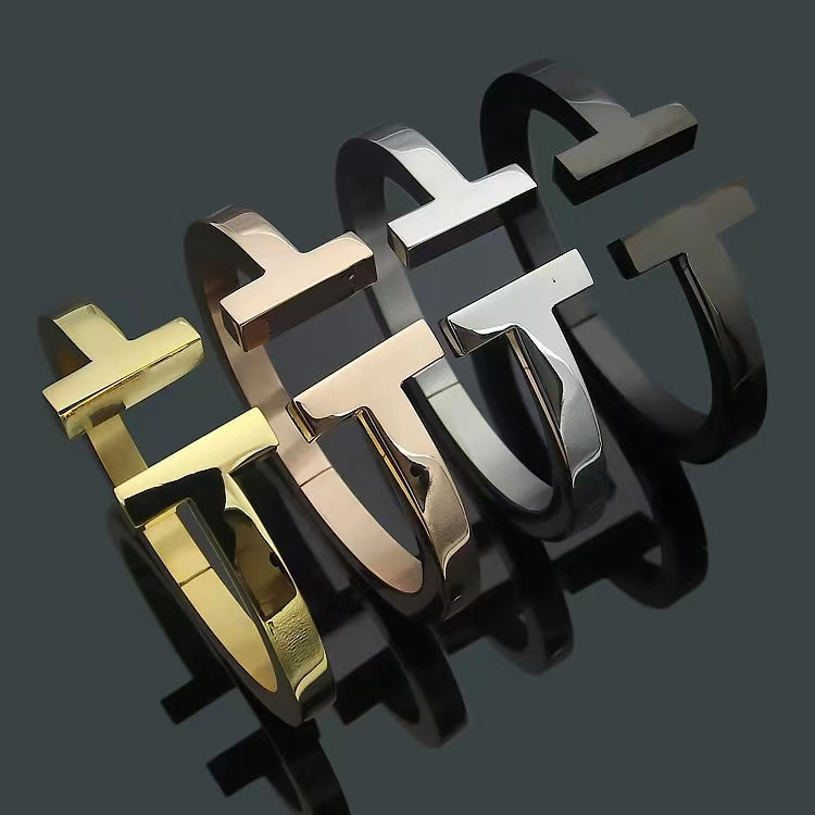 [Spark Jewels]T SQUARE OPEN BRACELET