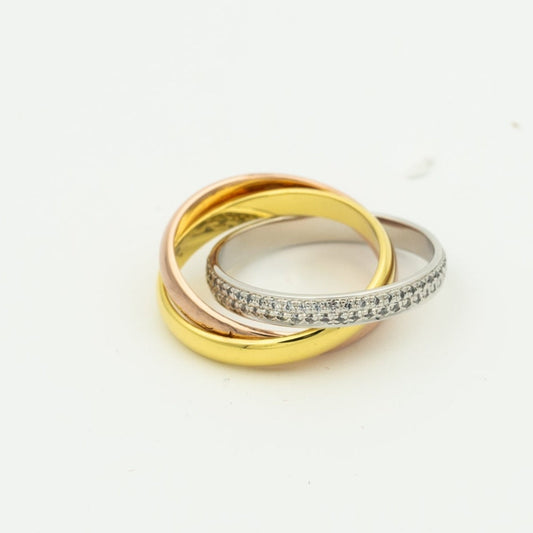 [⭐Aura Jewelry]TRINITY RING GOLD PINK GOLD SILVER DIAMONDS