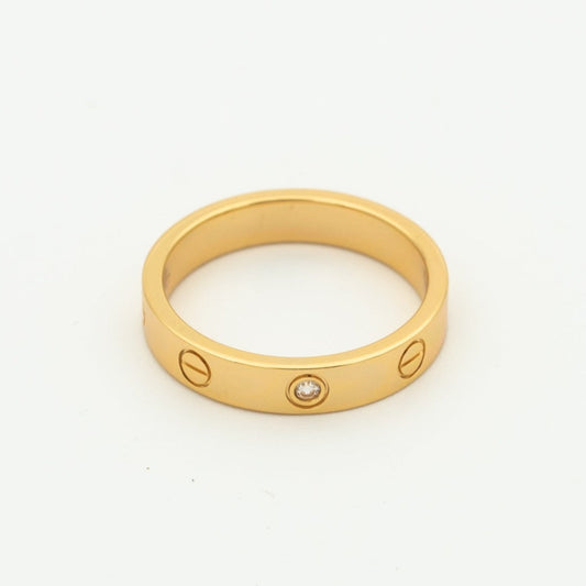 [⭐Aura]LOVE RING 4MM 1 DIAMOND PINK GOLD