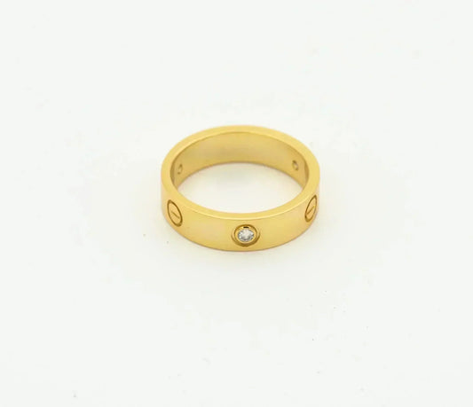 [⭐Aura]LOVE RING 4MM 1 DIAMOND GOLD