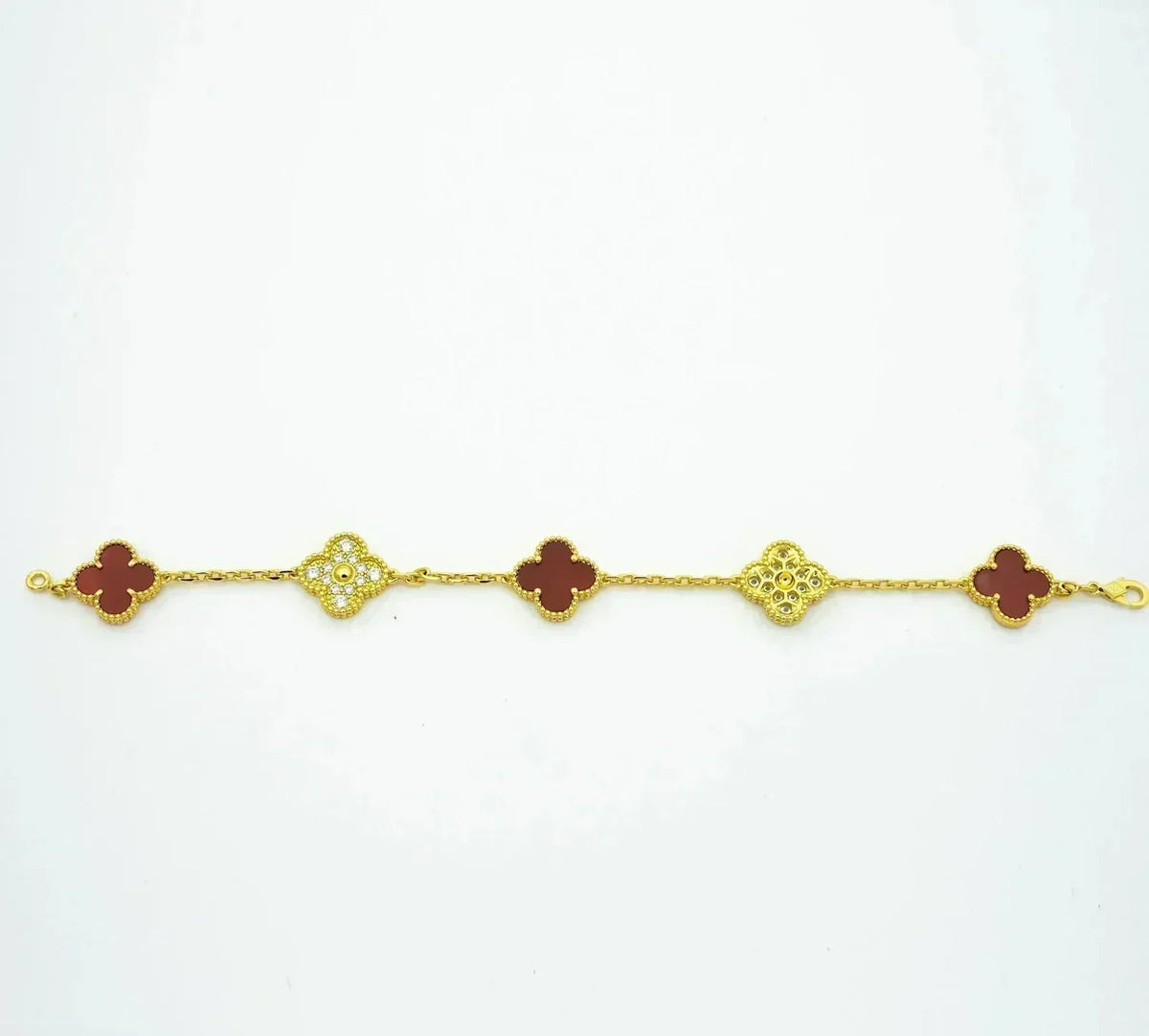 [Spark] CLOVER 5 MOTIF RED CORNELIAN BRACELET COLLECTION