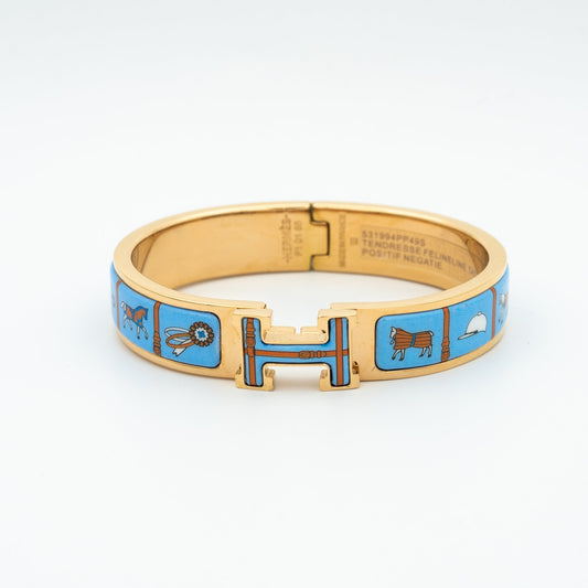 [⭐Aura]H PINK GOLD BRACELET BLUE CERAMIC