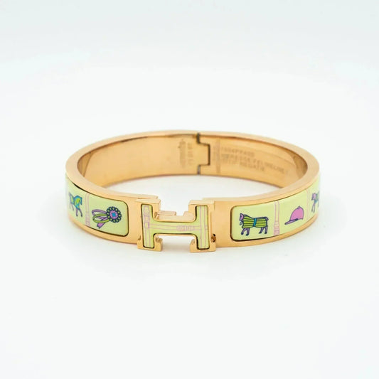 [⭐Aura]H PINK GOLD BRACELET CREAM CERAMIC