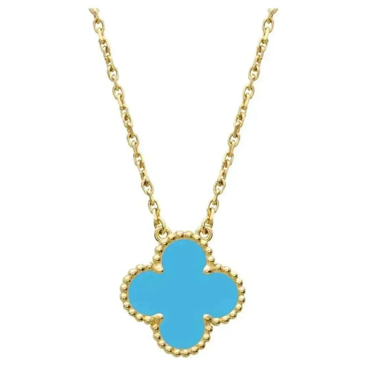 [⭐Aura]CLOVER 15MM VINTAGE TURQUOISE NECKLACE