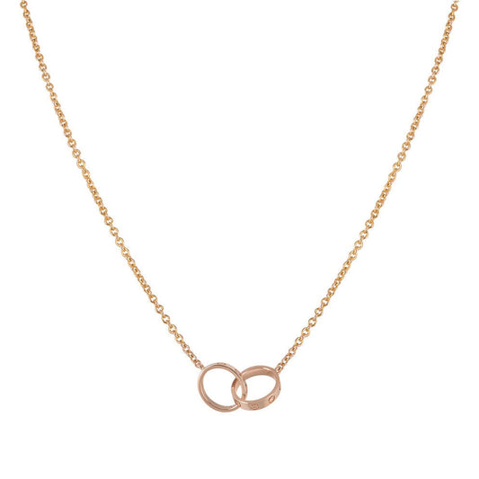 [⭐Aura]LOVE NECKLACE DOUBLE RING PINK GOLD