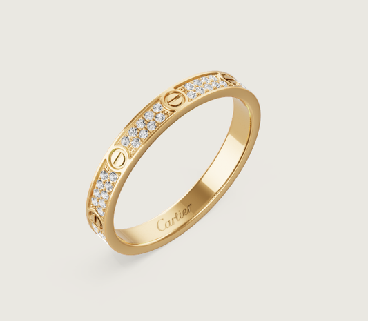 [⭐Aura]LOVE RING 2.6mm-wide full-diamond ring Gold