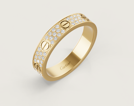 [⭐Aura]LOVE RING 4mm-wide full-diamond ring GOLD