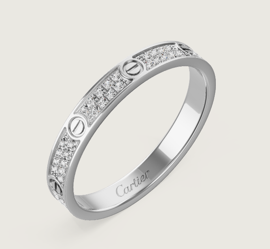 [⭐Aura]LOVE RING 2.6mm-wide full-diamond ring silver