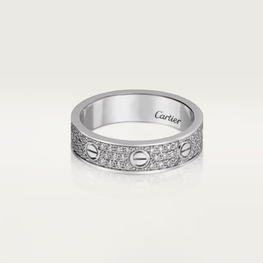 [⭐Aura]LOVE RING 4mm-wide full-diamond ring silver