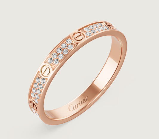 [⭐Aura]LOVE RING 2.6mm-wide full-diamond ring Rose Gold