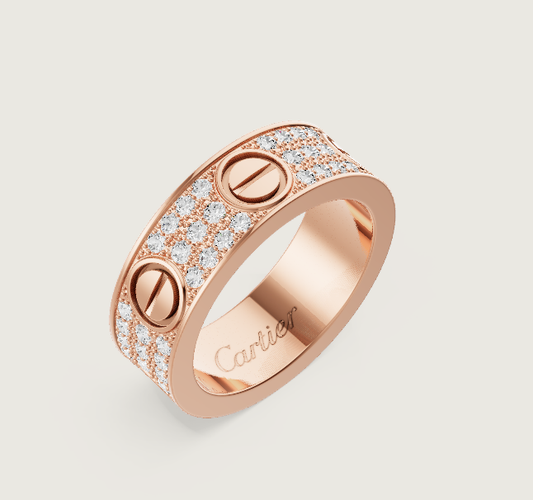 [⭐Aura]LOVE RING 6.5mm-wide full-diamond ring Rose Gold