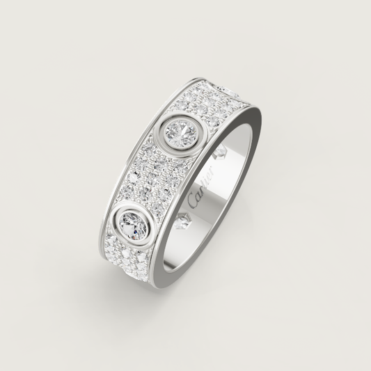 [⭐Aura]LOVE RING 6.5MM Full Diamond, 6 Major Diamonds Silver