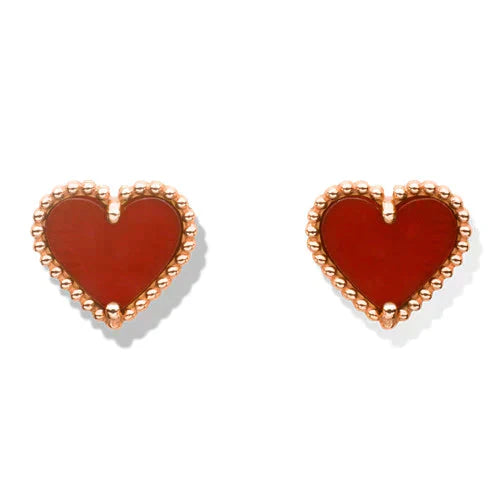 [⭐Aura]HEART CARNELIAN STUD EARRINGS