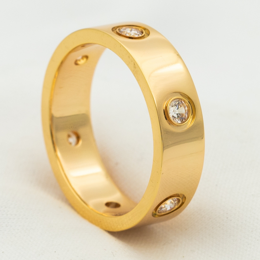 [⭐Aura]LOVE RING 5.5MM 6 DIAMONDS PINK GOLD