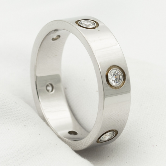 [⭐Aura]LOVE RING 5.5MM 6 DIAMONDS SILVER