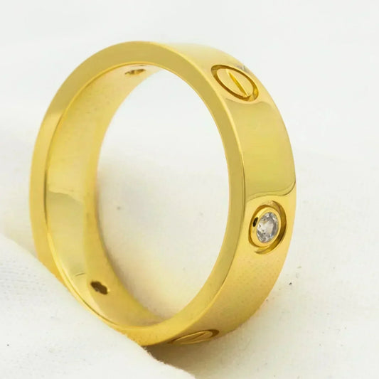 [⭐Aura]LOVE RING 5.5MM 3 DIAMONDS GOLD