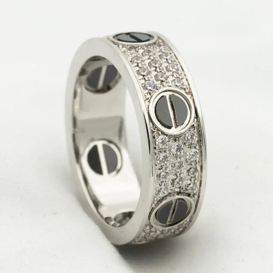 [⭐Aura]LOVE RING 5.5MM DIAMONDS PAVED CERAMIC