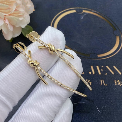 [Spark Jewels]KNOT DROP EARRINGS IN YELLOW GOLD WITH DIAMONDS