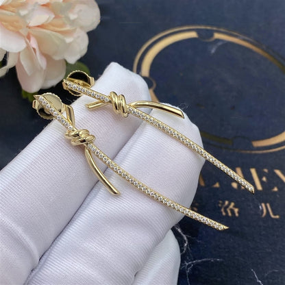 [Spark Jewels]KNOT DROP EARRINGS IN YELLOW GOLD WITH DIAMONDS