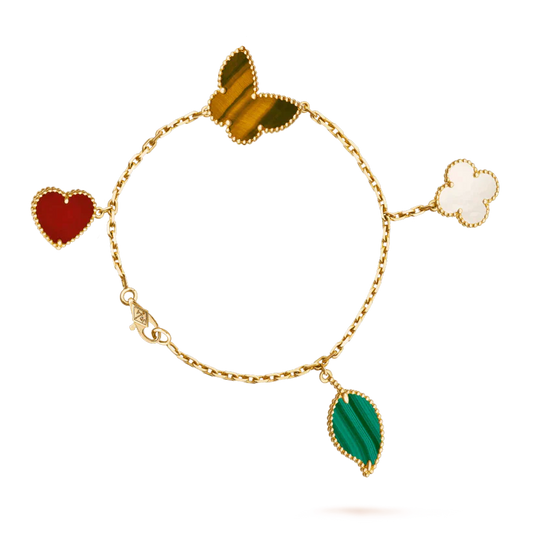 [⭐Aura]LUCKY SPRING 5 MOTIF GOLD BRACELET