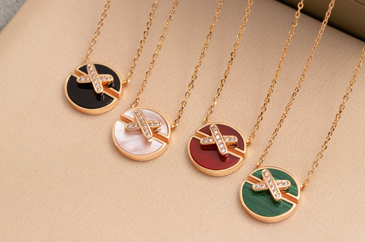 [⭐Aura]JEUX DE PINK GOLD DIAMOND NECKLACE
