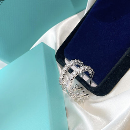 [Spark Jewels]SILVER DIAMOND HOOP EARRINGS