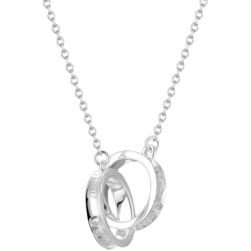 [Spark Jewels]NECKLACE FEMALE DOUBLE RING DOUBLE CIRCLE COUPLE PENDANT