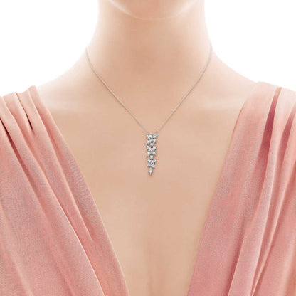 [Spark Jewels]MIXED CLUSTER DIAMOND DROP PENDANT