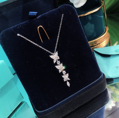 [Spark Jewels]MIXED CLUSTER DIAMOND DROP PENDANT