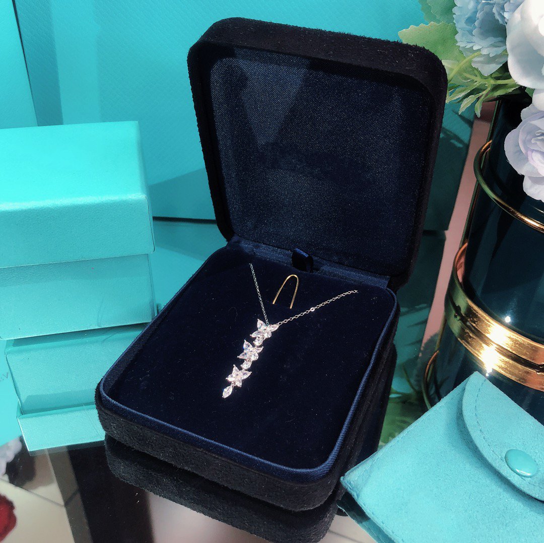 [Spark Jewels]MIXED CLUSTER DIAMOND DROP PENDANT