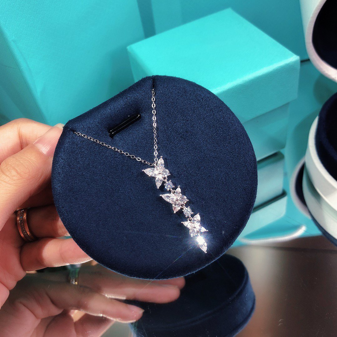 [Spark Jewels]MIXED CLUSTER DIAMOND DROP PENDANT