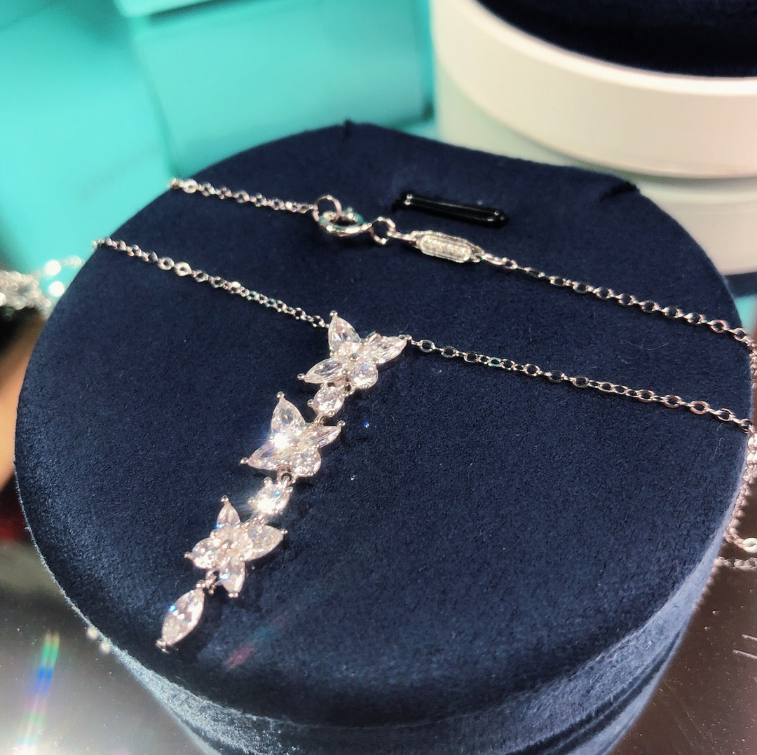[Spark Jewels]MIXED CLUSTER DIAMOND DROP PENDANT