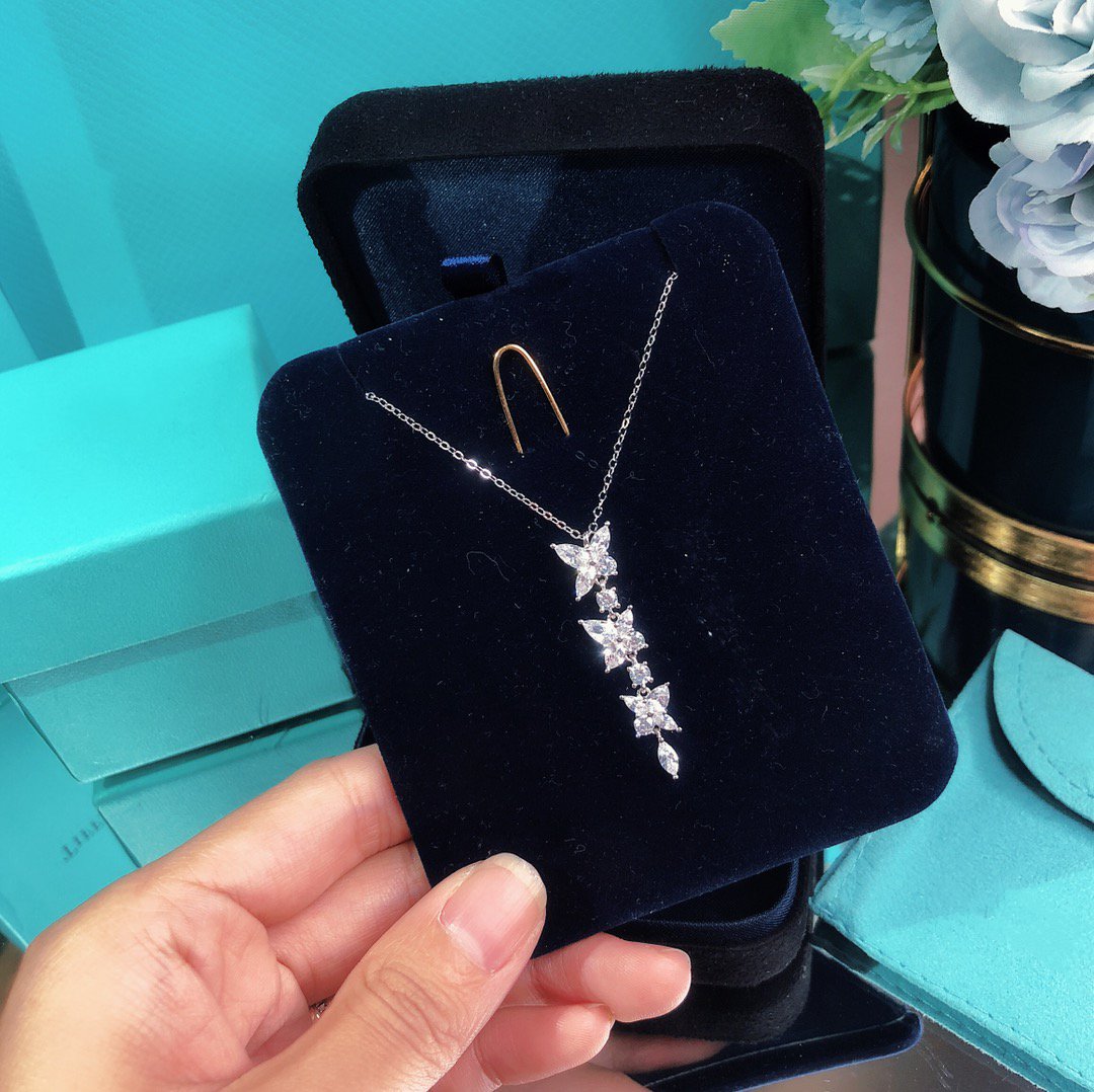 [Spark Jewels]MIXED CLUSTER DIAMOND DROP PENDANT