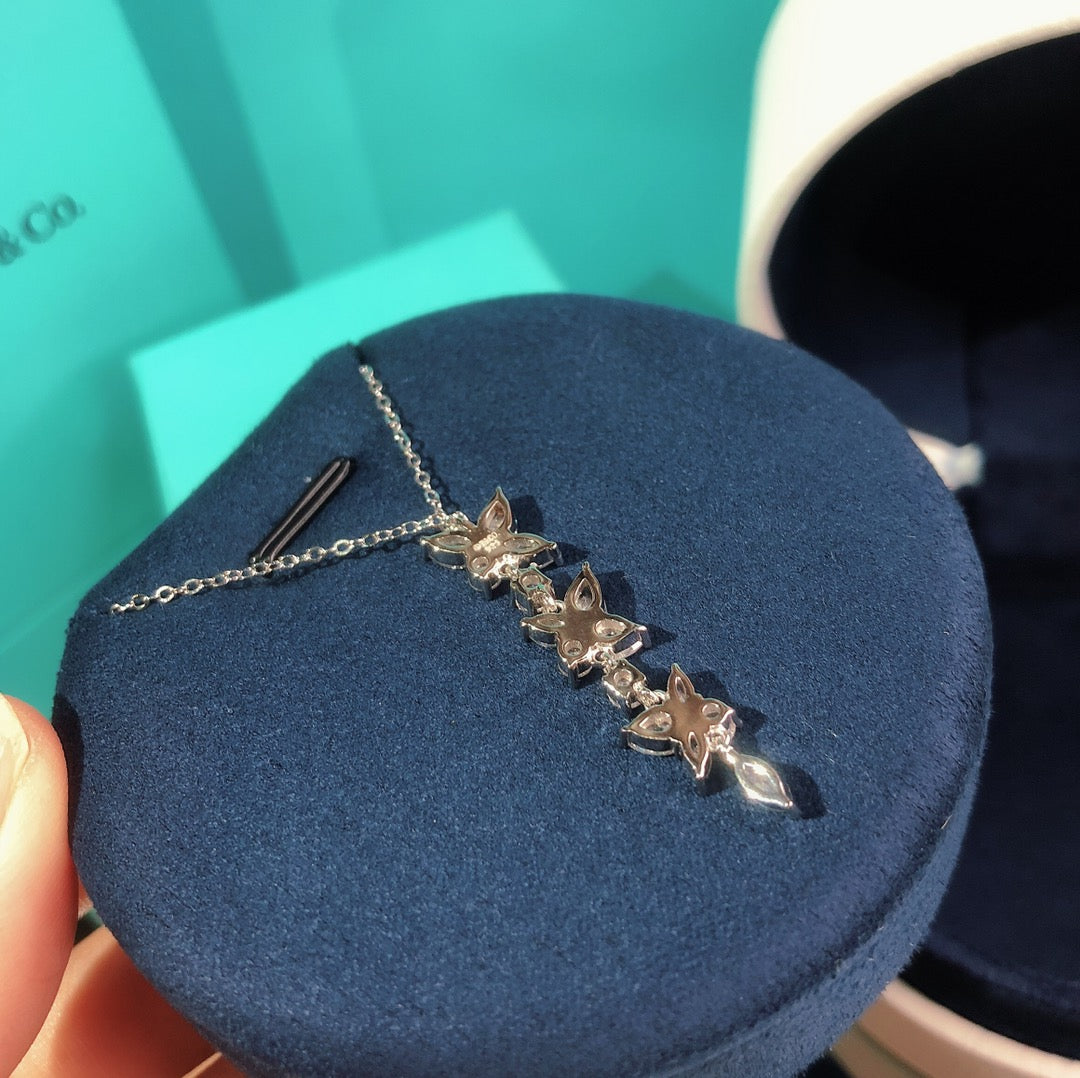 [Spark Jewels]MIXED CLUSTER DIAMOND DROP PENDANT