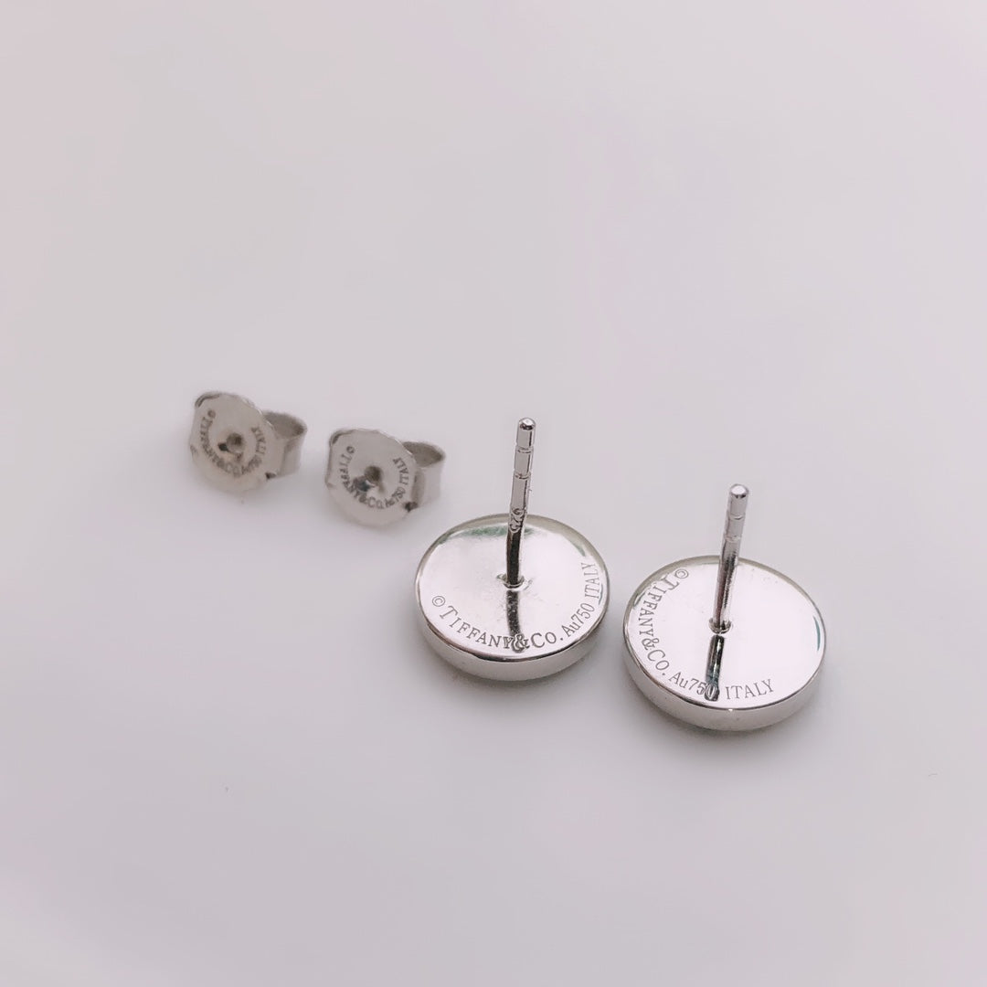 [Spark Jewels]TURQUOISE CIRCLE WHITE GOLD EARRINGS