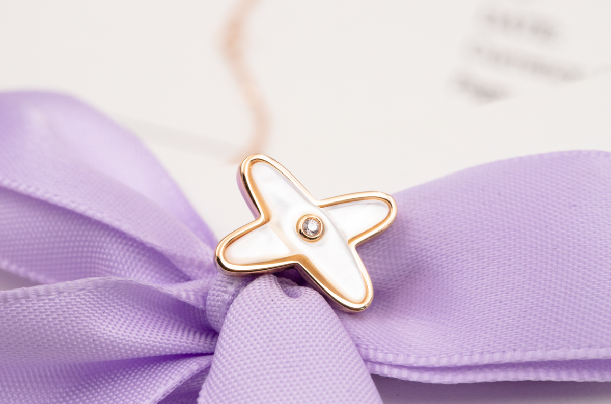 [⭐Spark]JEUX DE WHITE MOP ROSE GOLD DIAMOND EARRINGS