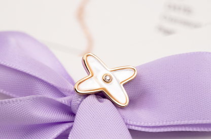 [⭐Spark]JEUX DE WHITE MOP ROSE GOLD DIAMOND EARRINGS