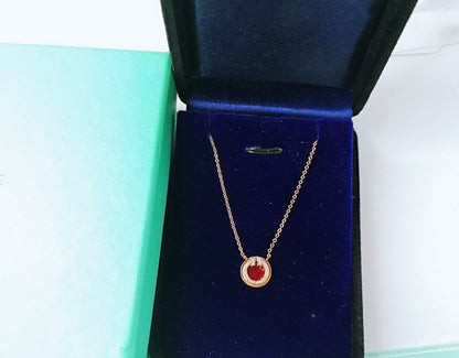 [Spark Jewels]DIAMOND AND MOTHER PEARL CIRCLE NECKLACE PENDANT
