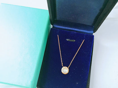 [Spark Jewels]DIAMOND AND MOTHER PEARL CIRCLE NECKLACE PENDANT