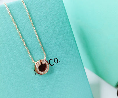 [Spark Jewels]DIAMOND AND MOTHER PEARL CIRCLE NECKLACE PENDANT