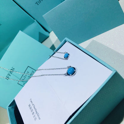[Spark Jewels]YARD TURQUOISE NECKLACE SILVER