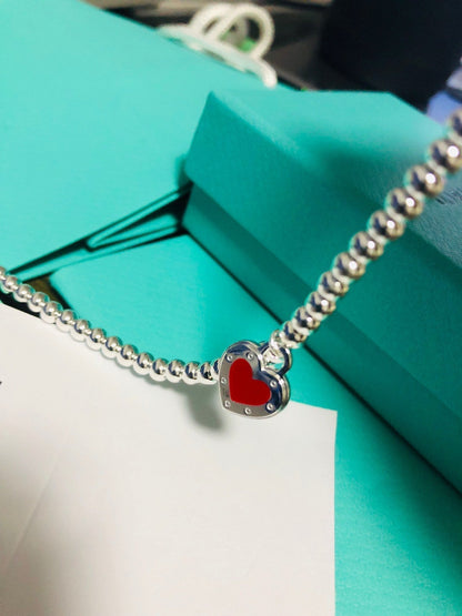 [Spark Jewels]LOVE TIFFANY RED HEART TAG BEAD BRACELET