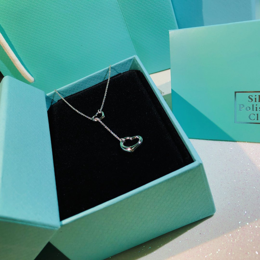 [Spark Jewels]OPEN HEART LARIAT NECKLACE SILVER