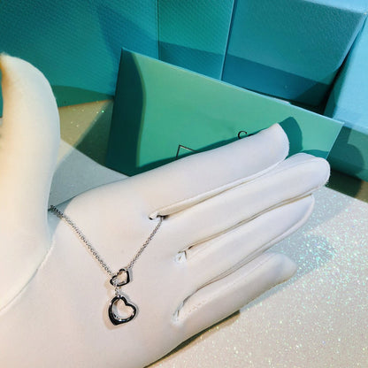 [Spark Jewels]OPEN HEART LARIAT NECKLACE SILVER