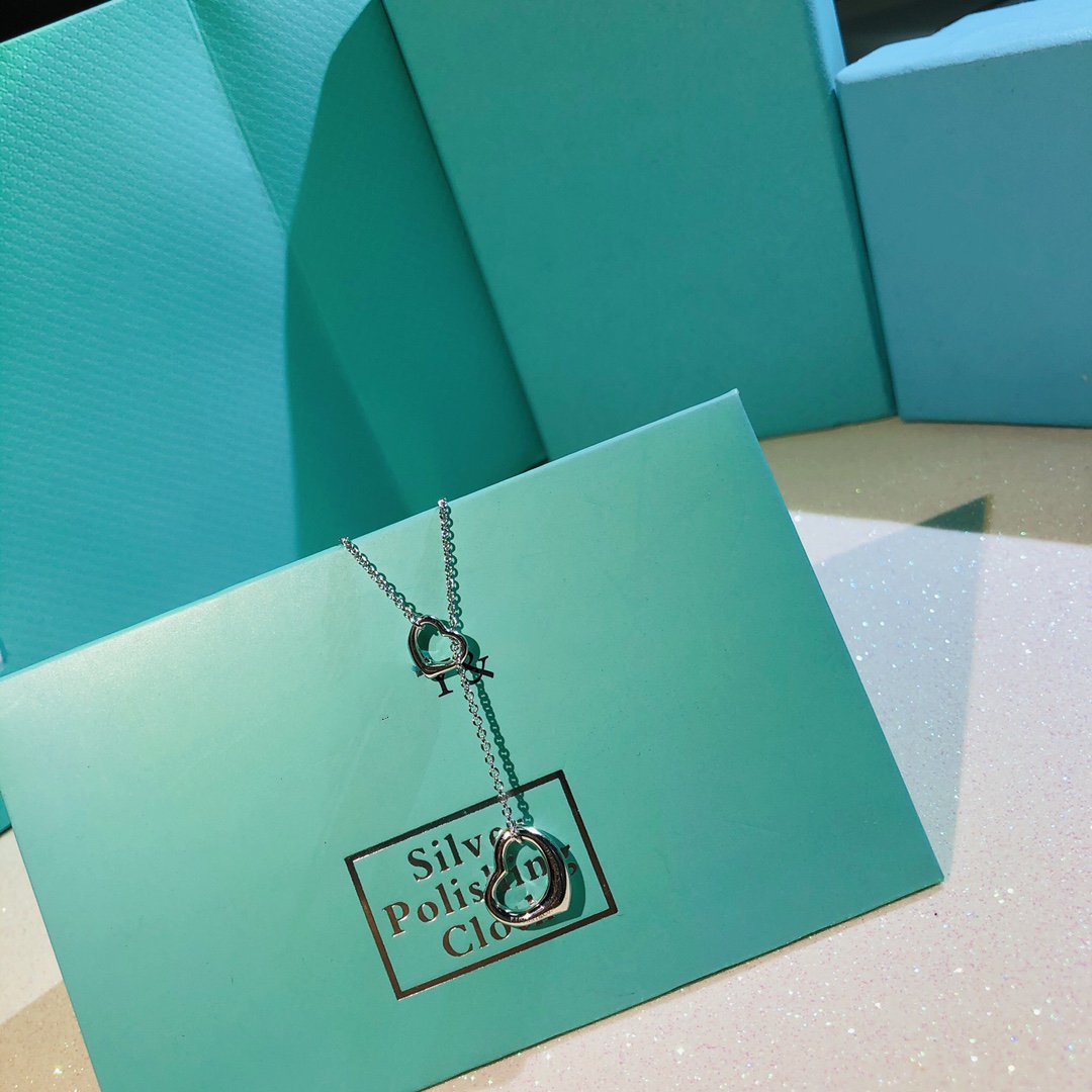 [Spark Jewels]OPEN HEART LARIAT NECKLACE SILVER