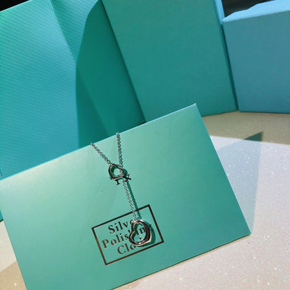 [Spark Jewels]OPEN HEART LARIAT NECKLACE SILVER