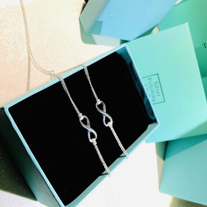 [Spark Jewels]SILVER INFINITY DOUBLE CHAIN NECKLACE