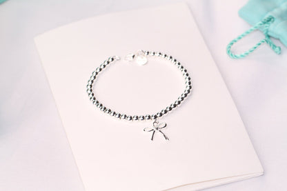 [Spark Jewels]STERLING SILVER BOW BEAD BRACELET