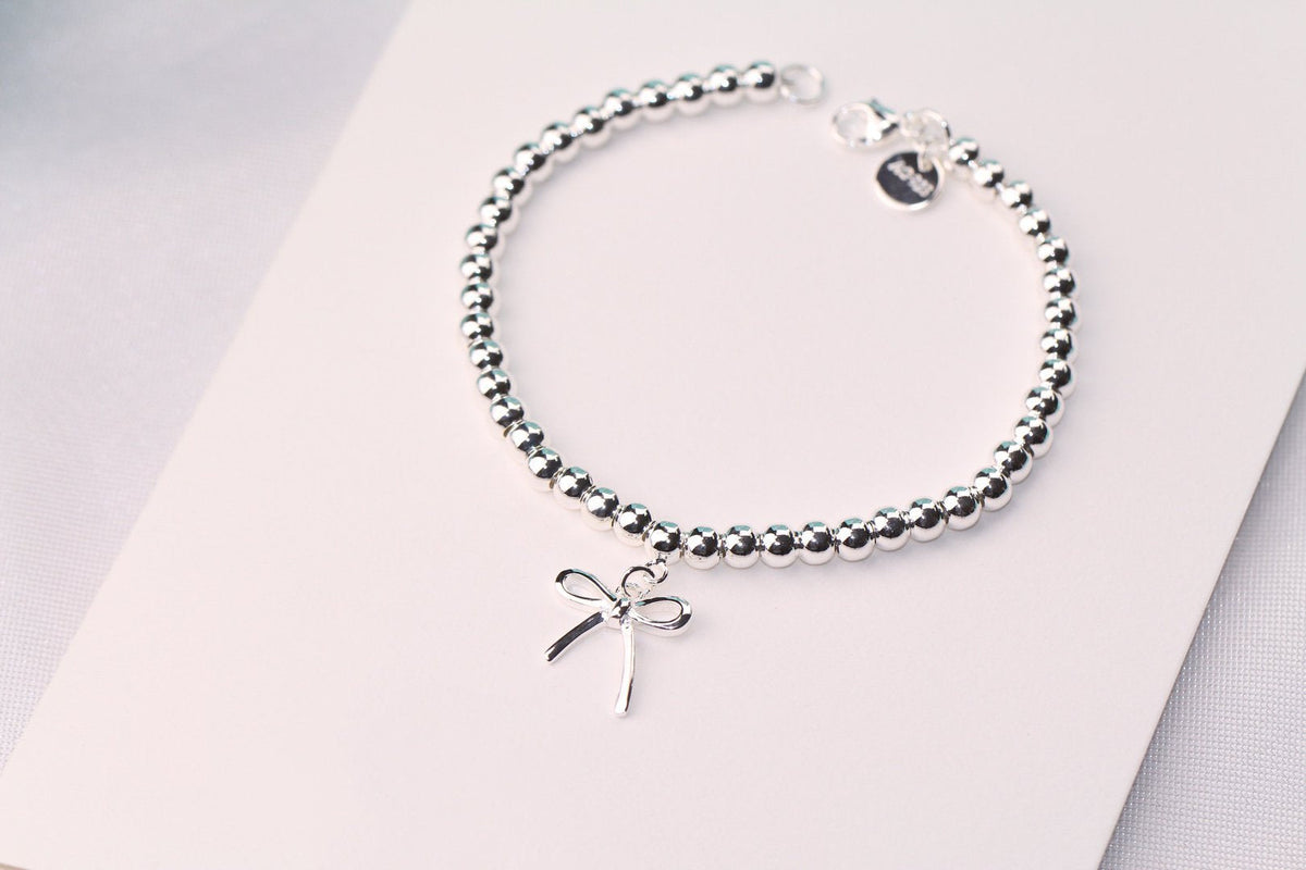 [Spark Jewels]STERLING SILVER BOW BEAD BRACELET