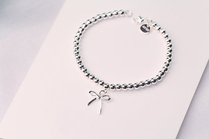 [Spark Jewels]STERLING SILVER BOW BEAD BRACELET